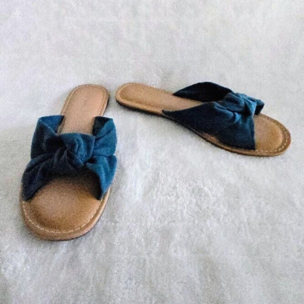 Old Navy Bow Slide Sandals -‎ Slip On Casual Comfort - Size (See Pics)
